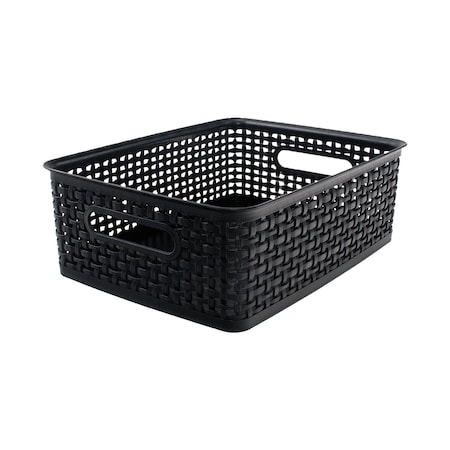 Thinkspace Plastic Weave Bin, Medium, Black 36003