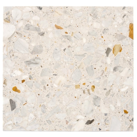 Apollo Tile 24x24 in. Polished Ivory White and Gray Terrazzo Wall and Floor Tile 15.5 sq ft/case, 4PK TRZ88CALPOLA
