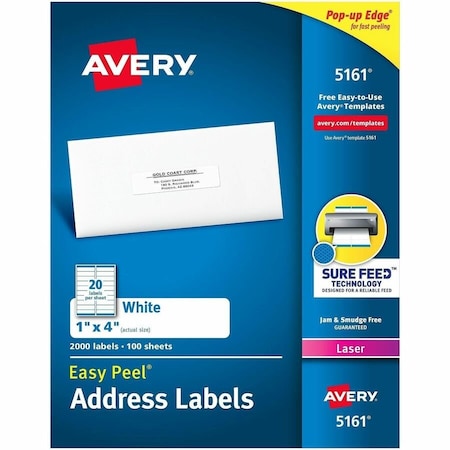 Avery Dennison LABEL, ADRS, 1X4, 20/SH 5161