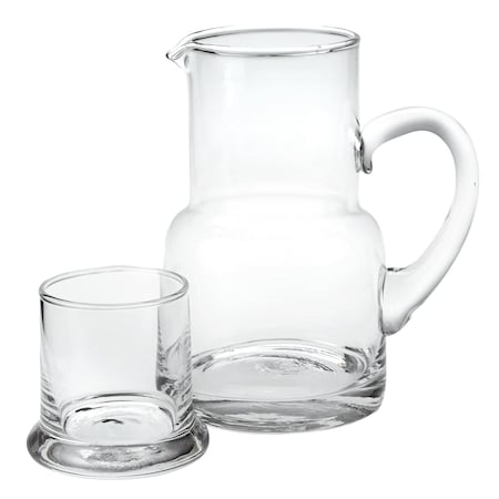 Homeroots Set of Two Clear Crystal Glass Stemless Carafe And Drinking Glass 375883