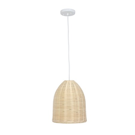 Homeroots White Simple Rattan Ceiling Light With Natural Shades 651669