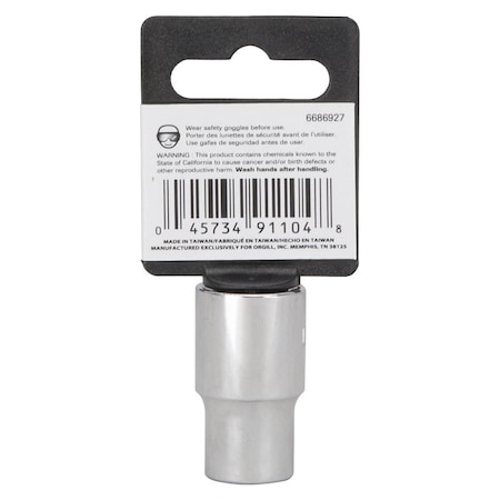 Vulcan Drive Socket, 12 mm Socket, 1/2 in Drive, 12-Point, Chrome Vanadium Steel, Chrome, MT6529093 MT6529093