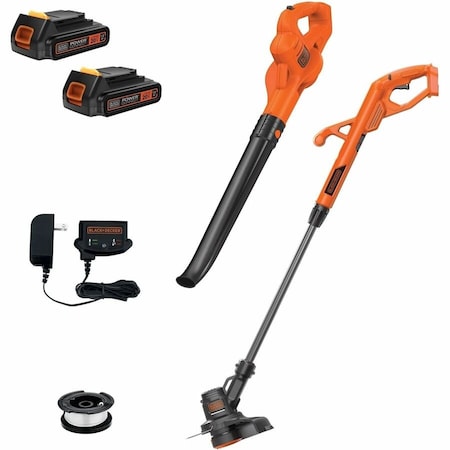 Black & Decker 20V MAX* Lithium 10 In. String Trimmer/Edger, Hard Surface Sweeper + 2 Battery Combo Kit LCC222