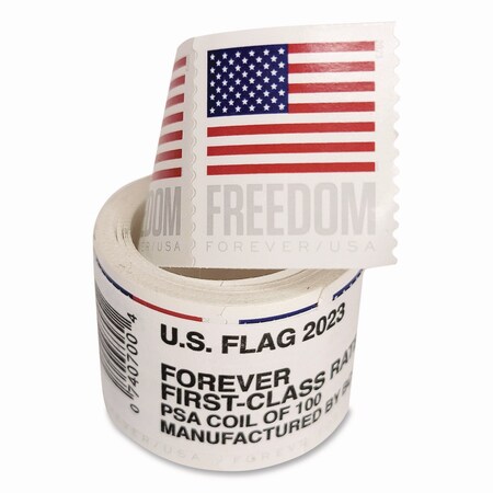 United States Postal Service First-Class Forever Stamps, U.S. Flag, 100 Stamps/Roll USPS4EVROLL