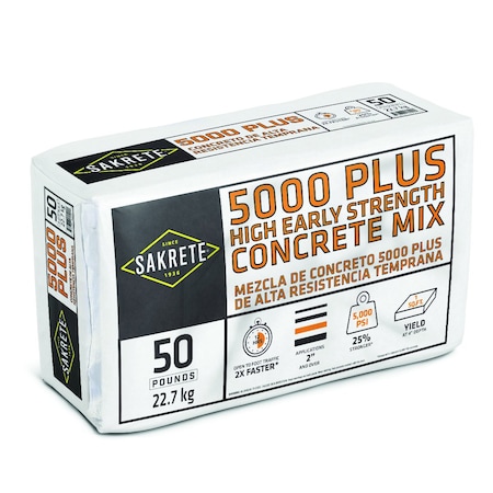 Sakrete Concrete Mix, Pail, Gray, 5000 Plus High Strength 120020
