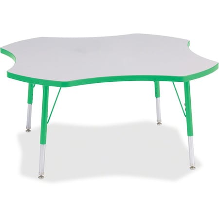 Jonti-Craft Berries Four Leaf Activity Table, E-height, Freckled Gray/Green/Gray 6453JCE119