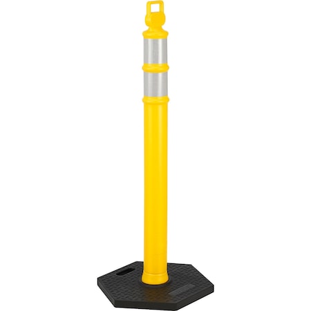 Global Industrial Reflective Delineator Post with Hexagonal Base, 49"H, Yellow 670797