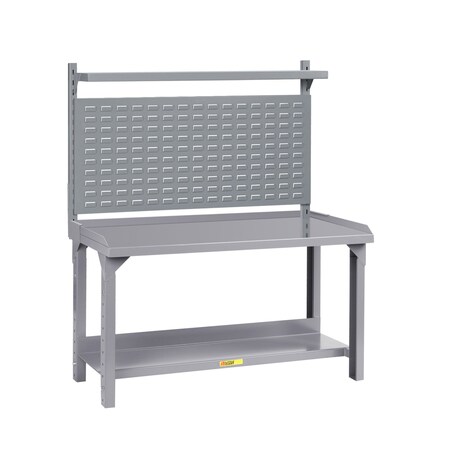 Little Giant Heavy-Duty Packaging Table with Retaining Lips, Louvered Panel & Shelf WSL2-2460-AH-WLP-SHLF