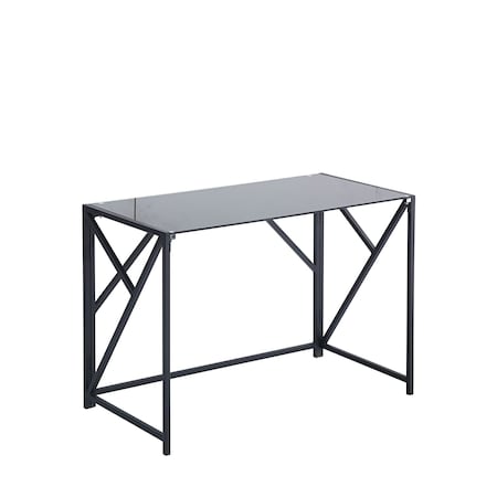 Homeroots 43" Black Glass and Metal Computer Desk 635719