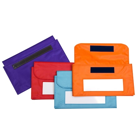 C-Line Products 6" x 9-3/4" Assorted Magnetic Storage Pockets with Write-On Panel, 4/PK 81200