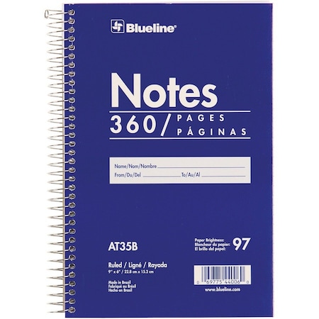 Blueline White Paper Wirebound Steno Pad, Blue REDAT35B