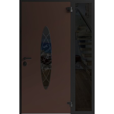 Vdomdoors Front Exterior Prehung Steel Door Ronex1277 Brown Sidelight Exterior Window Sidelite Entry Metal RONEX1277EXD-BRW-W36+12xH80-LH-I