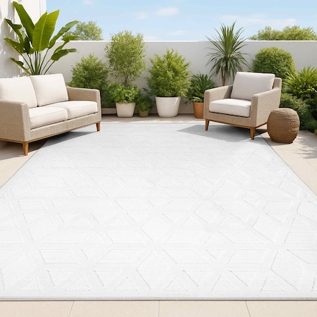 Jonathan Y Talaia Neutral Geometric Ivory 5 ft. x 8 ft. Indoor/Outdoor Area Rug IBZ102D-5