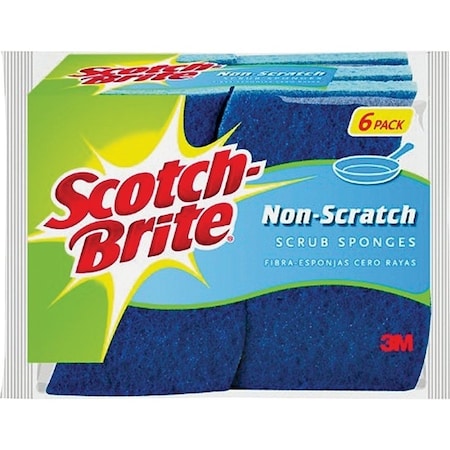 Scotch-Brite 526 Scrub Sponge, 4.4 in L, 2-1/2 in W, 0.8 in Thick, Cellulose, Blue 526-6