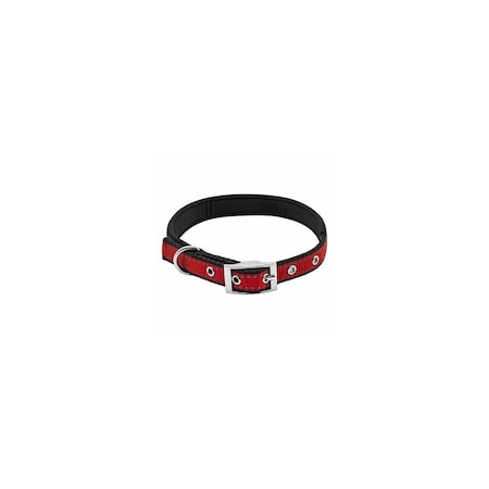 Pet Expert Dog Collar, Padded, Red/Black Reflective, 3/4 x 20-In. PE224078