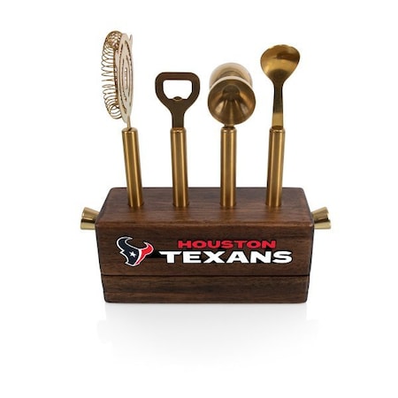 Picnic Time Family Of Brands NFL Houston Texans Sidecar 5-Piece Bar Tool Set, (Acacia Wood) 672-05-508-137-2