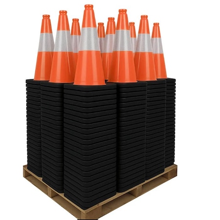 Traffic Kontrol 18in Traffic Cone, 3 Lbs, Orange, 6in Hi Intensity Reflective Collars, 464PC Bulk Pallet TKTC-18-3-OR-1C-464