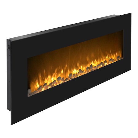 Northwest 50in Wall Mounted Electric Fireplace 10-Color LED Flames Wall Mounted Fireplace Heater 80-WSG02-BLACK