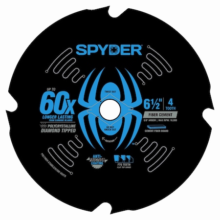 Spyder 6-1/2-Inch 4-Tooth Diamond-Tipped Saw Blade for Fiber Cement 13093