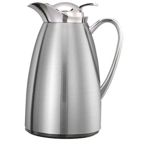 Service Ideas Classy Carafe, Vacuum Insulated Carafe, Glass Vacuum, 0.6 Liter, Brushed CJZ6BS