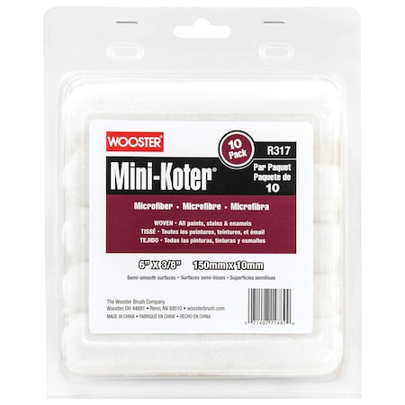 Wooster Paint Roller Cover, 1/4" dia. Core, PK10 R117-6