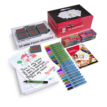 Show-Me Classpack of 35 x Picture Story 8" x 12" Lapboards, with Pens, Erasers, Cleaner, 35PK C/PSBX