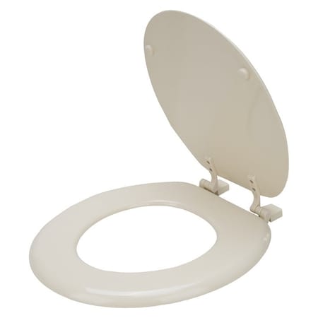 Prosource Toilet Seat, Round, MDF Molded Fiberboard, Bone, Plastic Hinge T-17WM-B-3L