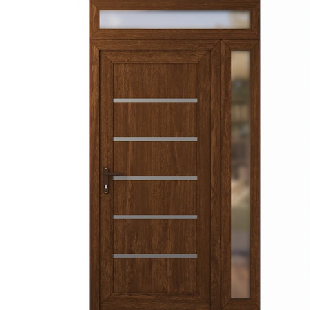 Vdomdoors Front Exterior Prehung uPVC Door, Manux 8415 Walnut, W32+12" x H80+14", Right hand Inswing MANUX8415EXD-WLN-W32+12xH80+14-RH