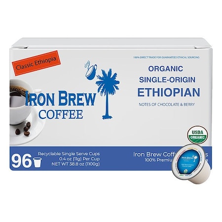 Iron Brew Coffee, Medium Roast, Single Serve Cup, Caffeinated, Ground, 3.5 lb, 96 PK EKCMR