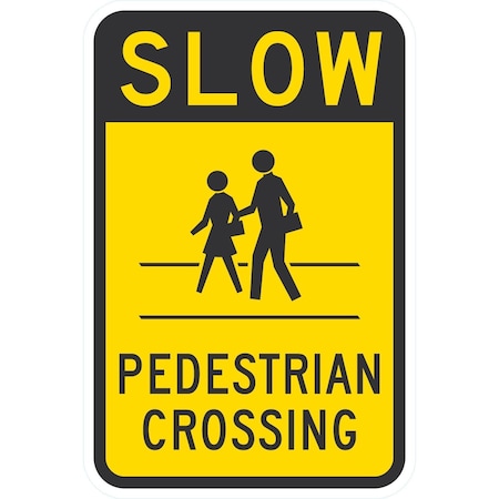 Lyle Slow (Sym) Pedestrian Crossing, 12x18, Engineer Grade, Yellow G-3422-EG_12x18