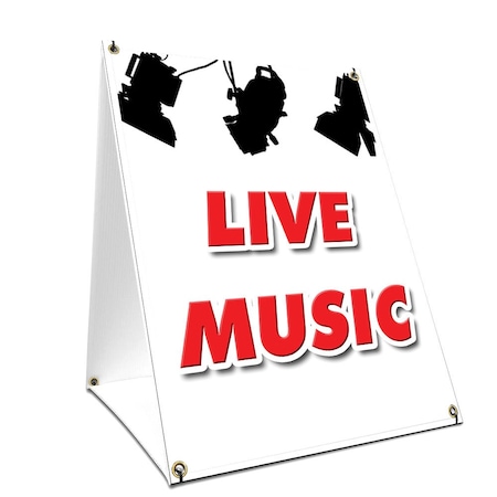 Signmission Live Music, 36 Inch x 24 Inch A-frame Yard Sign, Plastic Sign SBC-2436-Live Music