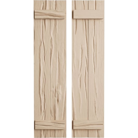 Ekena Millwork Rustic Two Board Joined Board-n-Batten Riverwood Faux Wood Shutters, 11W x 28H, PR SHUBJS11X28RWPR