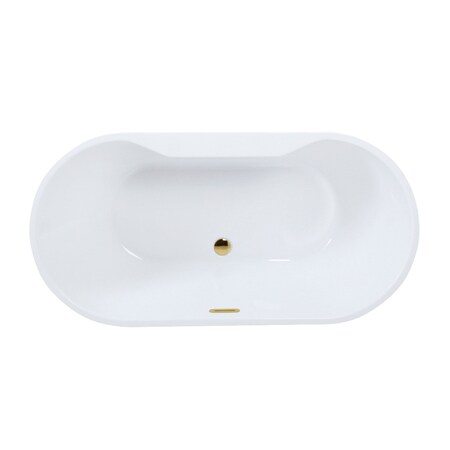 Kingston Brass 63" Acrylic Oval Double Ended Freestanding Tub with Drain, Glossy White/Polished Brass VTDE633023C422