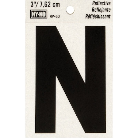 Hy-Ko Vinyl 3'' Reflective Adhesive Letter N RV-50N