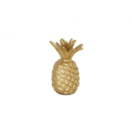 Homeroots 8" Gold Cast Iron Pineapple Hand Painted Sculpture 483228