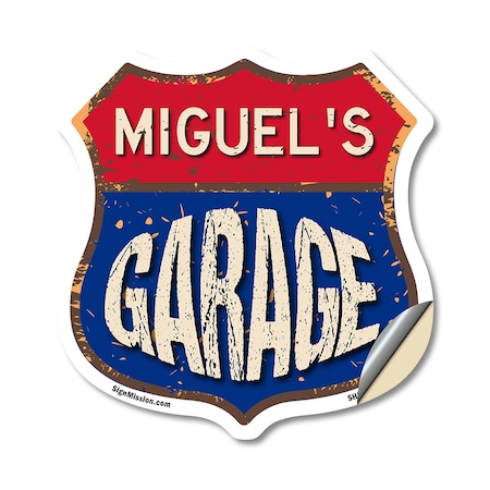 Signmission Miguel's Garage, 18 Inch X 18 Inch, Vinyl Decal SHI-D-18-383-MIGUEL