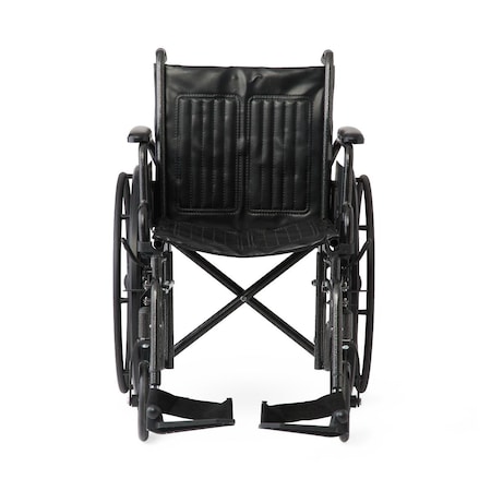 Medline 20in Wide K1 Basic Vinyl Wheelchair with Swing-Back Desk-Length Arms and Swing-Away Footrests K1206V22S