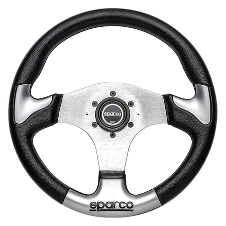 Sparco 3-Spoke P222 Series Street Racing Leather Steering Wheel with Silver Inserts 015THPUGR345