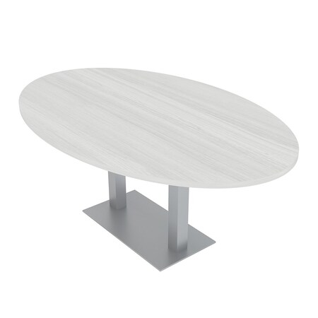 Skutchi Designs Oval Conference Table With Power Unit, 48 in W, 84 in L, White HAR-OVL-48X84-DOU-WA7976-NA