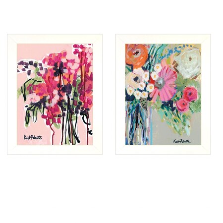Homeroots Set Of Two Garden Flowers White Framed Print Wall Art, 2PK 415799