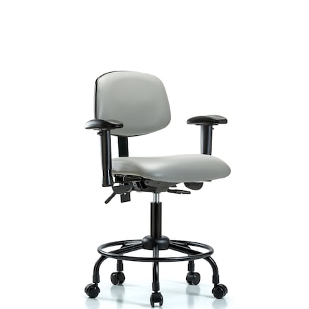 Blue Ridge Ergonomics Desk Chair Desk Chair, RT AA, Casters Vinyl, Dov, Adjustable Arms, 21" to 26" Height, Vinyl, Dove BR-VDHCH-RT-T0-A1-RC-8567