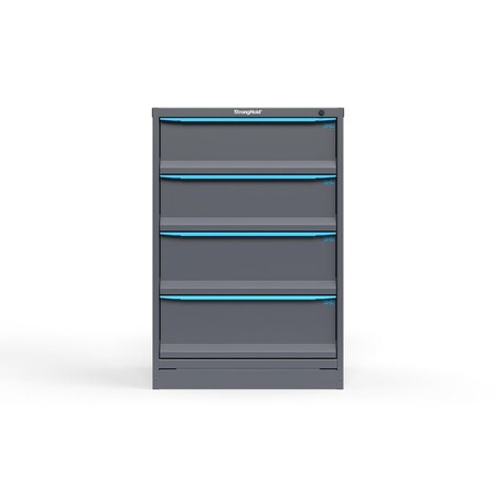 Strong Hold 4 drawer cabinet - (2x 8ft, 2x 9ft) - Blue accents - Keyed Different S3044-PPDAS-0401FS