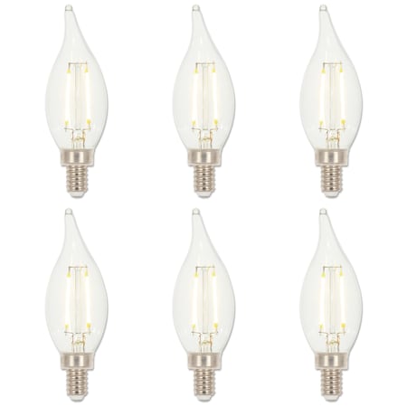 Westinghouse Bulb LED Dimmable 3.3W 120V CA11 Filament 2700K Clear E12 Candelabra Base, 6PK 4517220