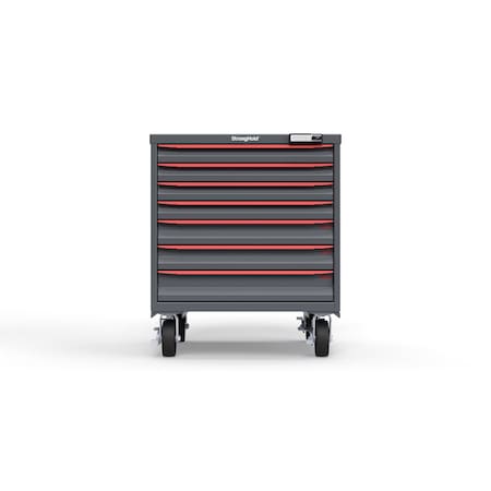 Strong Hold 7 drawer cabinet - (4x 2in, 2x 3in, 1x 4in) - Red accents - E-Lock w/ Tracking S3036-PCTAS-0702DS