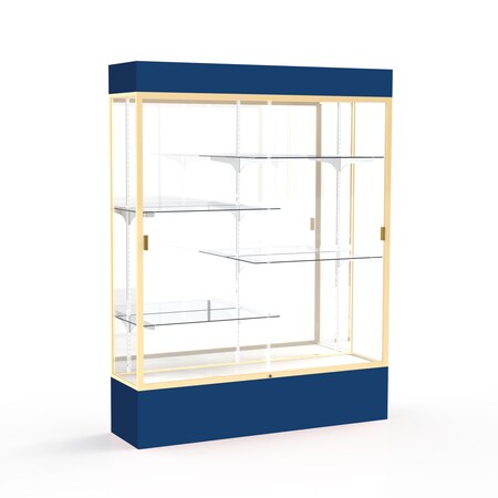 Ghent Lighted Floor Display Case 60x80x16, Mirror, Champange 3175MB-GD-NY