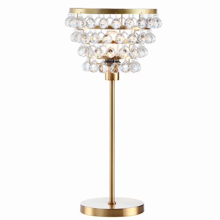 Jonathan Y Buckingham 25" Crystal/Metal Table Lamp, Brass Gold/Clear JYL9004B