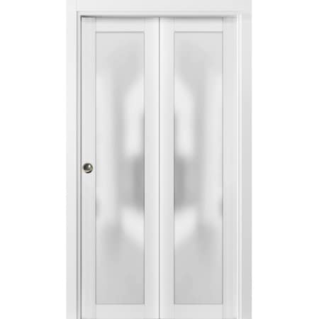 Sartodoors Sliding Closet Bi-fold Doors Planum 2102 White Solid Core Modern Interior PLANUM2102BF-WS-56 x 80 (2* 28x80)