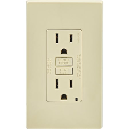Leviton SmartlockPro Self-Test 15A Ivory Residential Grade Rounded Corner 5-15R GFCI Outlet, 3PK M21-GFNT1-03I
