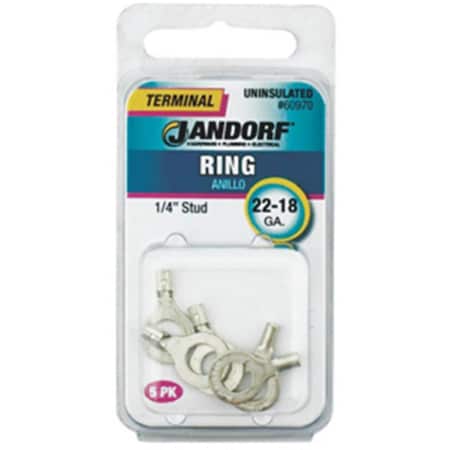 Jandorf Specialty Hardw 60970 Uninsulated Ring Terminal 2218 ga., 0.25 in. Stud 3401833