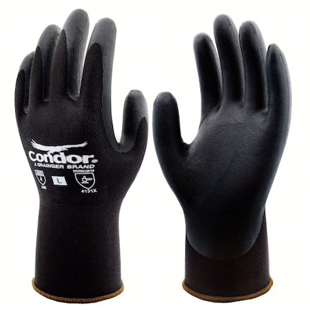Condor Knit General Purpose Gloves, Nitrile, Foam, Palm, 4 Abrasion Level, 1 PR 824VF4